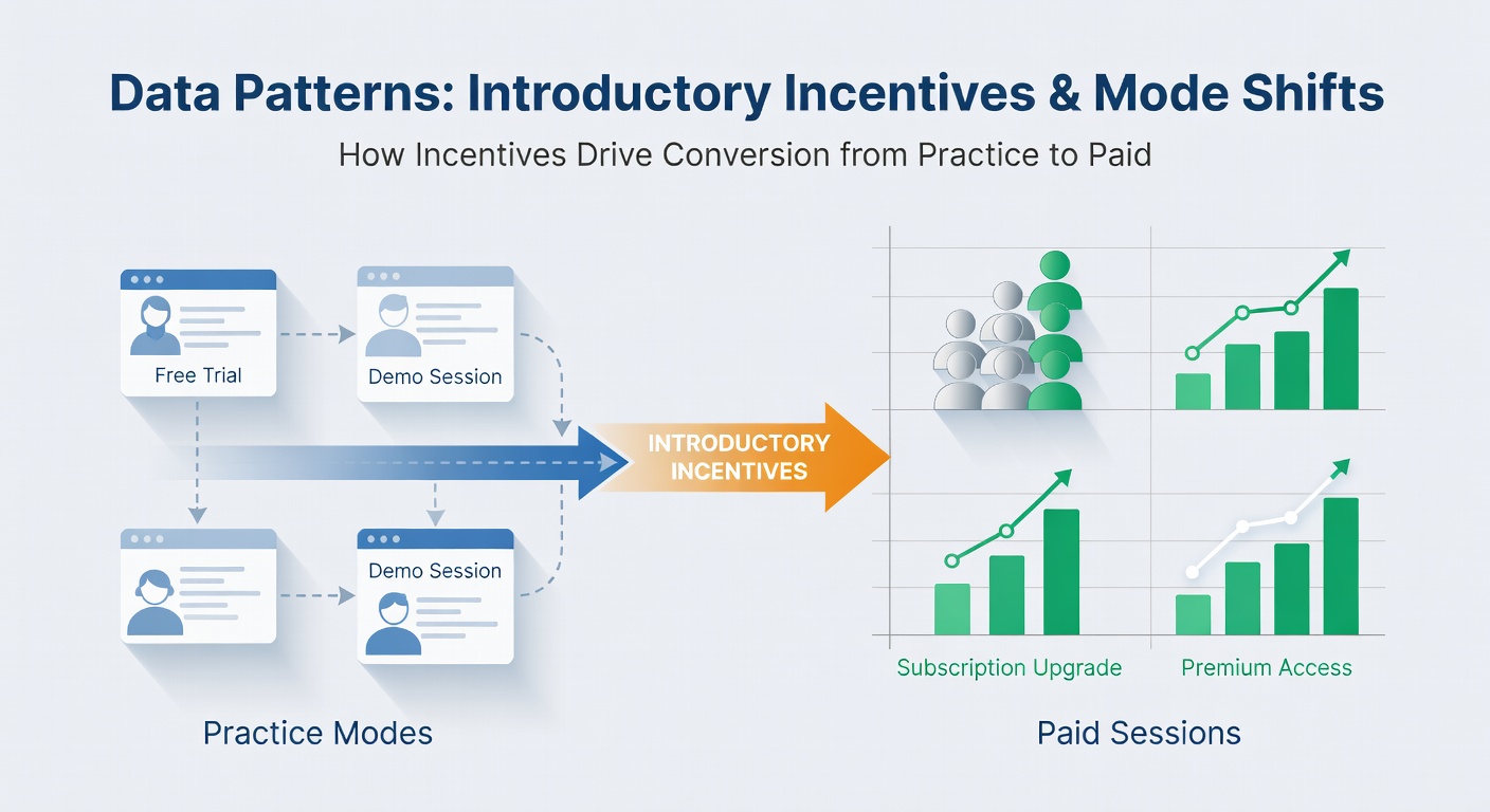 Infographic illustrating user flow from free practice sessions to real-money play with incentive touchpoints highlighted
