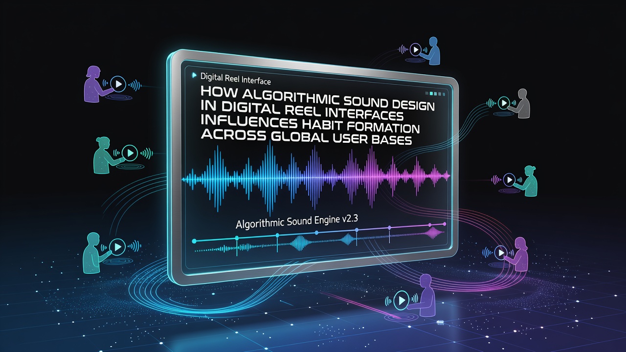 Digital reel interface displaying layered sound waveforms and algorithmic trigger points during user interaction