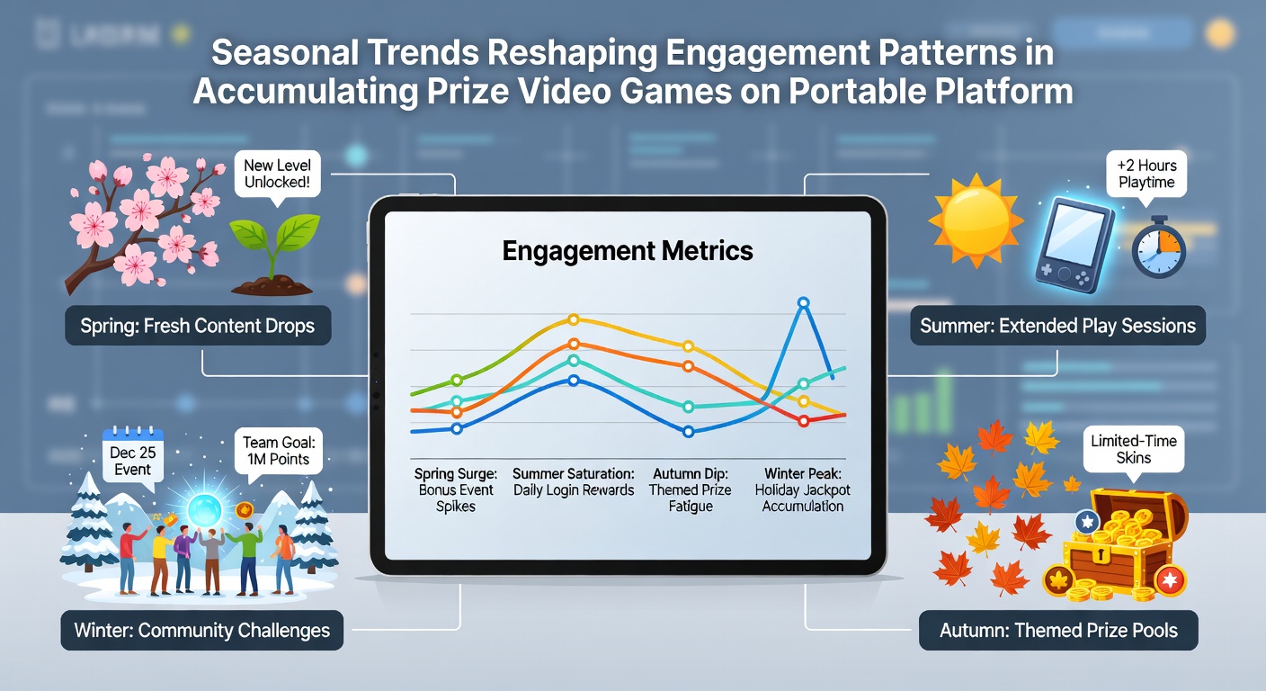 Graph illustrating seasonal engagement spikes in mobile progressive games across different regions