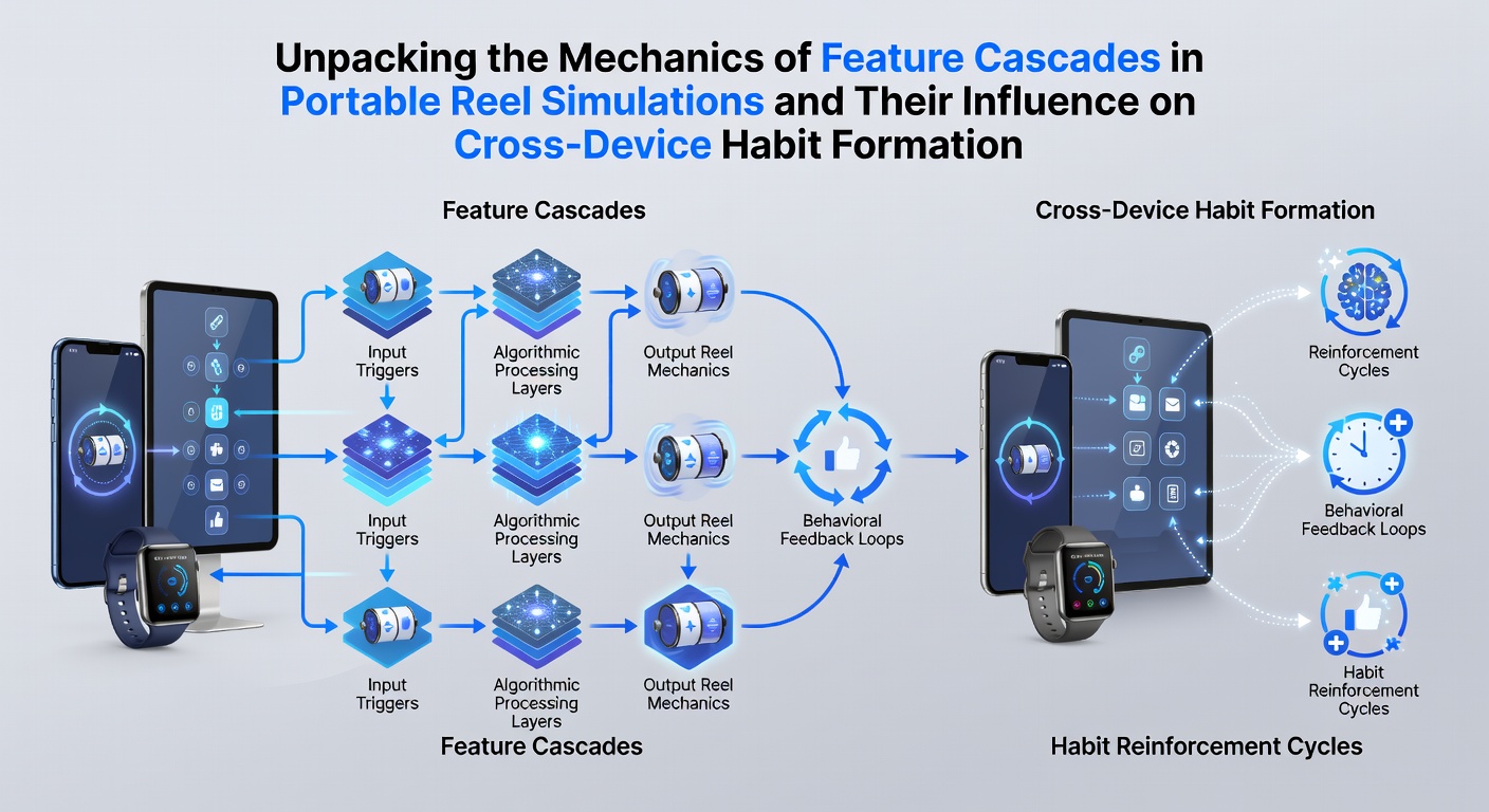 Diagram showing cascading reel mechanics in mobile slot simulations with symbols falling into place