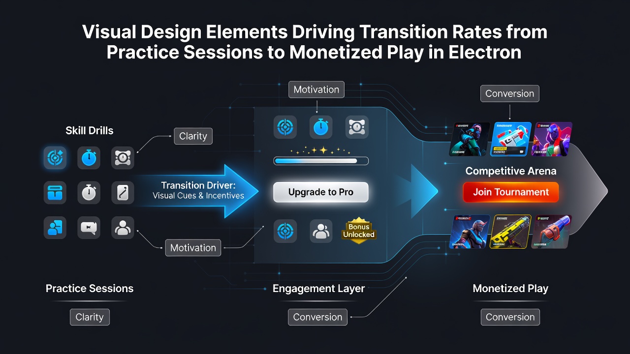 Close-up of animated interface elements showing particle effects and progress indicators used in entertainment apps to encourage movement from trial to monetized modes